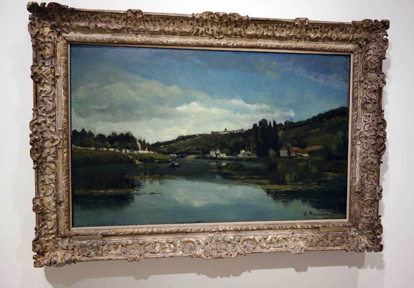 Camille Pissarro (France, 1830-1903) 'The Marne at Chennevières' c. 1864-1865 (installation view) Camille Pissarro (France, 1830-1903) 'The Marne at Chennevières' c. 1864-1865 (installation view)