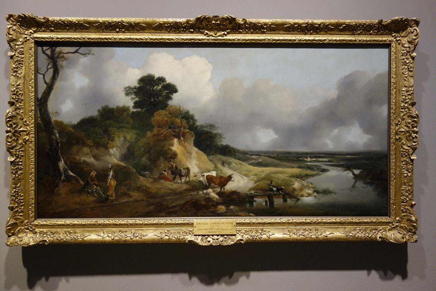 Thomas Gainsborough (England, 1727-1788) 'River landscape with a view of a distant village' c. 1748-50 (installation view) Thomas Gainsborough (England, 1727-1788) 'River landscape with a view of a distant village' c. 1748-50 (installation view)