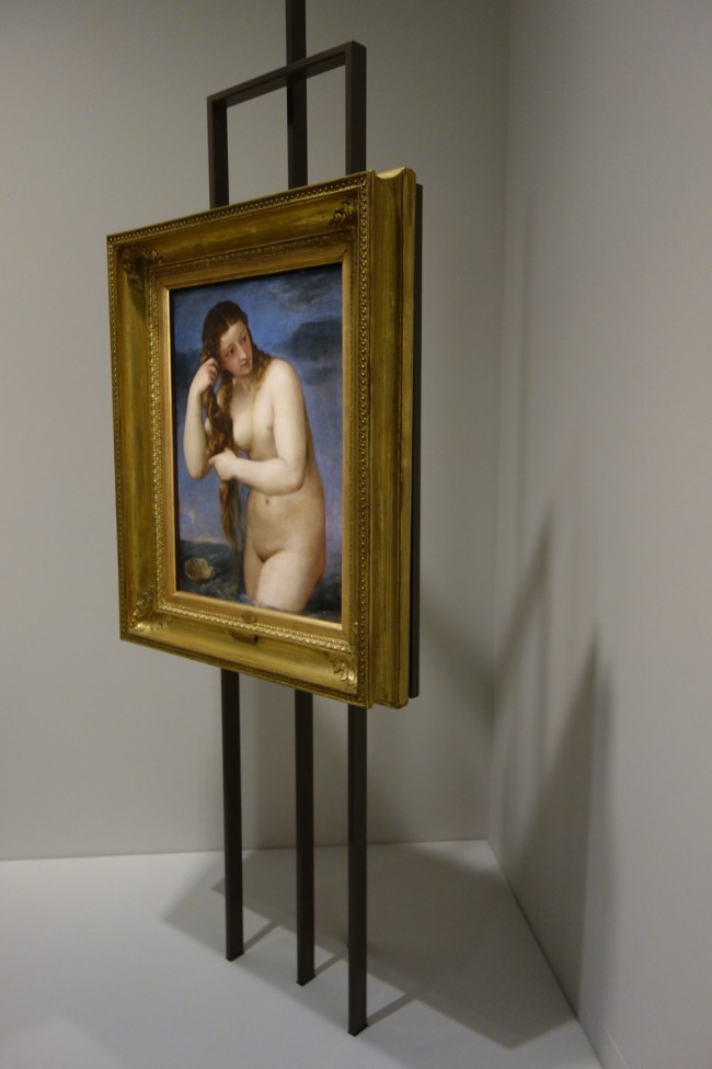 Installation photograph of Titian (Tiziano Vecellio) (Italian, c. 1485/90-1576) 'Venus rising from the sea (Venus Anadyomene)' c. 1520-1525