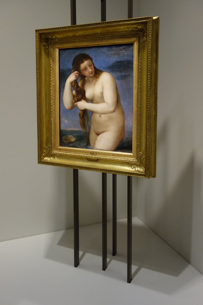 Installation photograph of Titian (Tiziano Vecellio) (Italian, c. 1485/90-1576) 'Venus rising from the sea (Venus Anadyomene)' c. 1520-1525