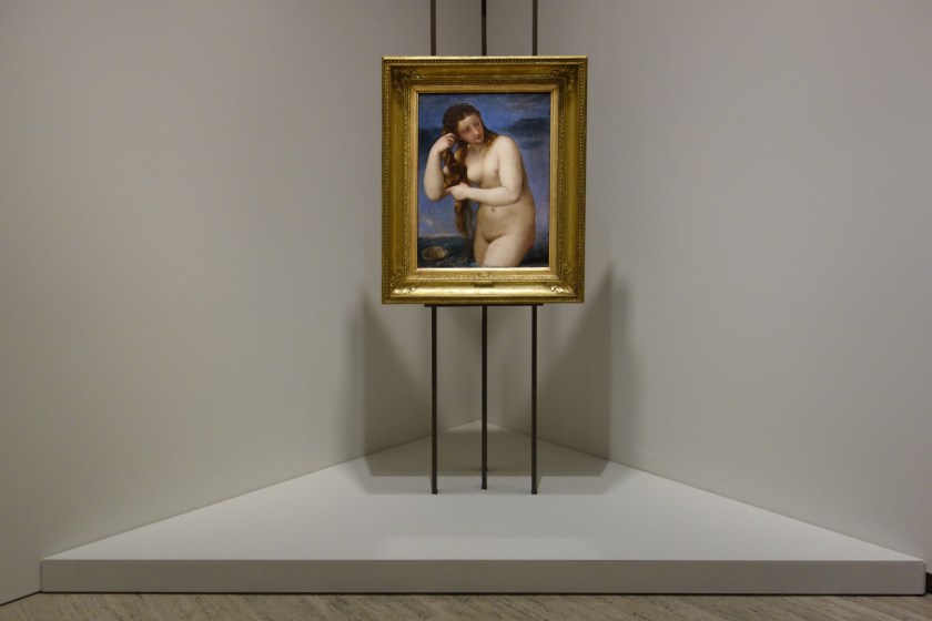 Installation photograph of Titian (Tiziano Vecellio) (Italian, c. 1485/90-1576) 'Venus rising from the sea (Venus Anadyomene)' c. 1520-1525