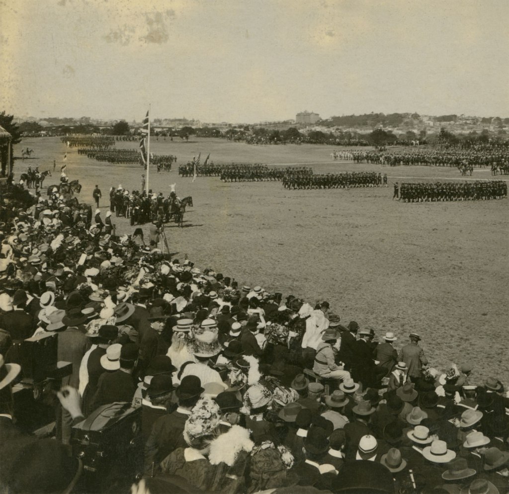 The Rose Stereographs. 'The March Past of the Navy at the Review, Centennial Park, Sydney' 1908 (detail)