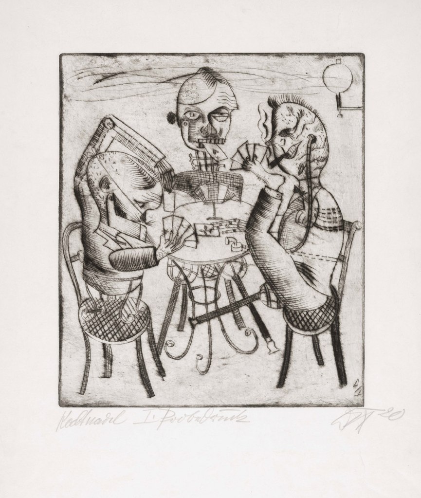 Otto Dix (German, 1891-1969) 'Card Players' (Kartenspieler), 1920 from the exhibition 'New Objectivity: Modern German Art in the Weimar Republic, 1919-1933' at the Los Angeles County Museum of Art (LACMA), Oct 2015 - Jan 2016 Otto Dix (German, 1891-1969) 'Card Players' (Kartenspieler), 1920 from the exhibition 'New Objectivity: Modern German Art in the Weimar Republic, 1919-1933' at the Los Angeles County Museum of Art (LACMA), Oct 2015 - Jan 2016