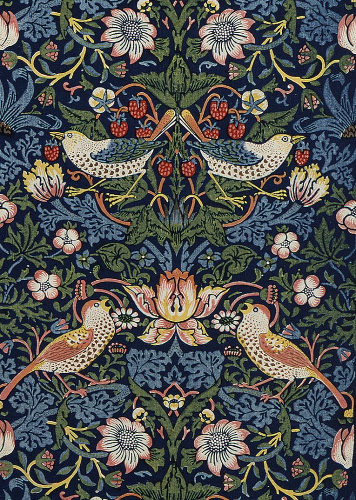 William Morris (British, 1834-1896) 'Decoration fabric Strawberry Thief' London, 1883 (detail)