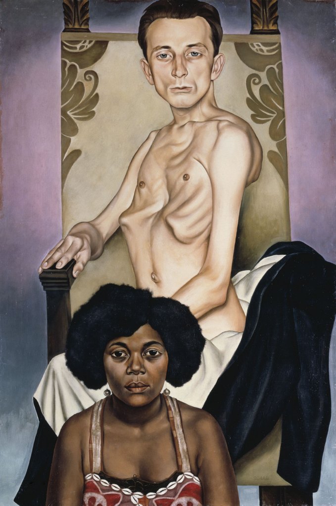 Christian Schad (German, 1894-1982) '“The Pigeon Chested Man,” and Rasha, “The Black Dove,”' (Agosta, der Flügelmensch, und Rasha, die schwarze Taube), 1929 Christian Schad (German, 1894-1982) '“The Pigeon Chested Man,” and Rasha, “The Black Dove,”' (Agosta, der Flügelmensch, und Rasha, die schwarze Taube), 1929