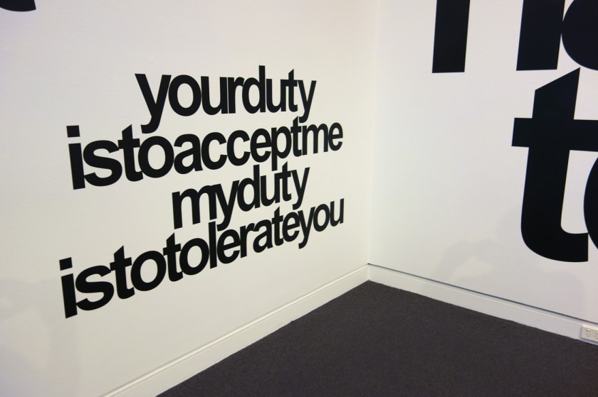 Vernon Ah Kee (Australian, b. 1967; Kuku Yalandji, Waanji, Yidinji and Gugu Yimithirr) 'cantchant' 2007-2009 (installation view detail)