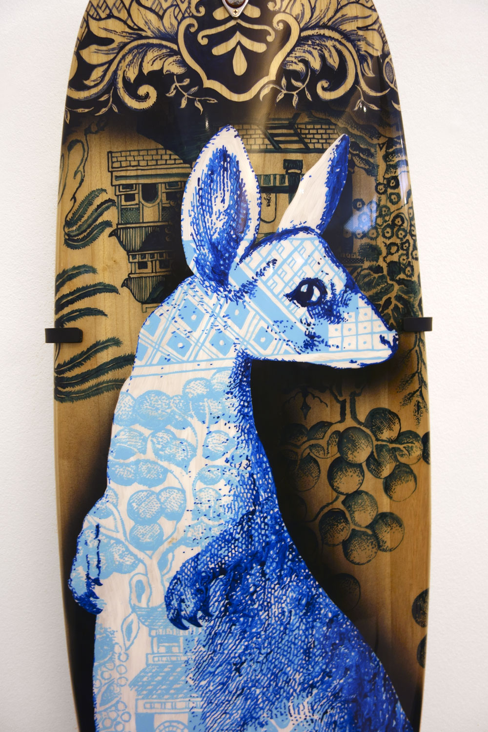 Stephen Bowers (Australian, b. 1952) Peter Walker (board maker) (Australian, b. 1961) 'Antipodean willow surfboard (Mini Simmons)' 2012 (installation view detail) Stephen Bowers (Australian, b. 1952) Peter Walker (board maker) (Australian, b. 1961) 'Antipodean willow surfboard (Mini Simmons)' 2012 (installation view detail)