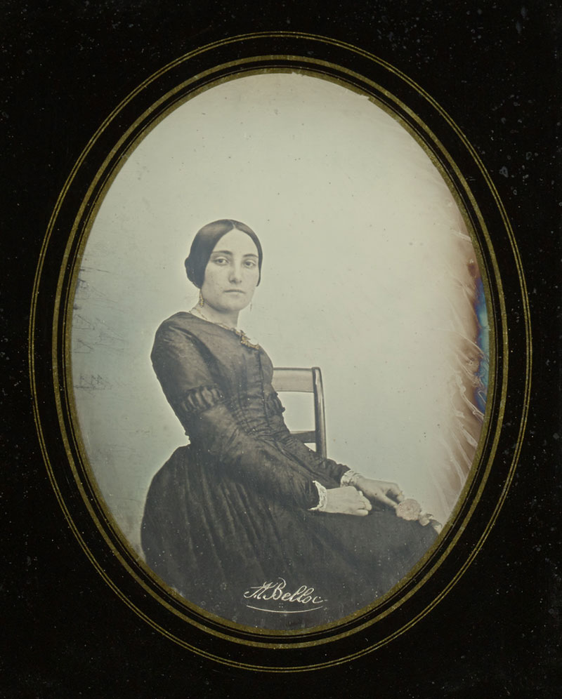 Auguste Belloc (French, 1800-1867) 'Portrait of a Woman' May 1844 (detail)