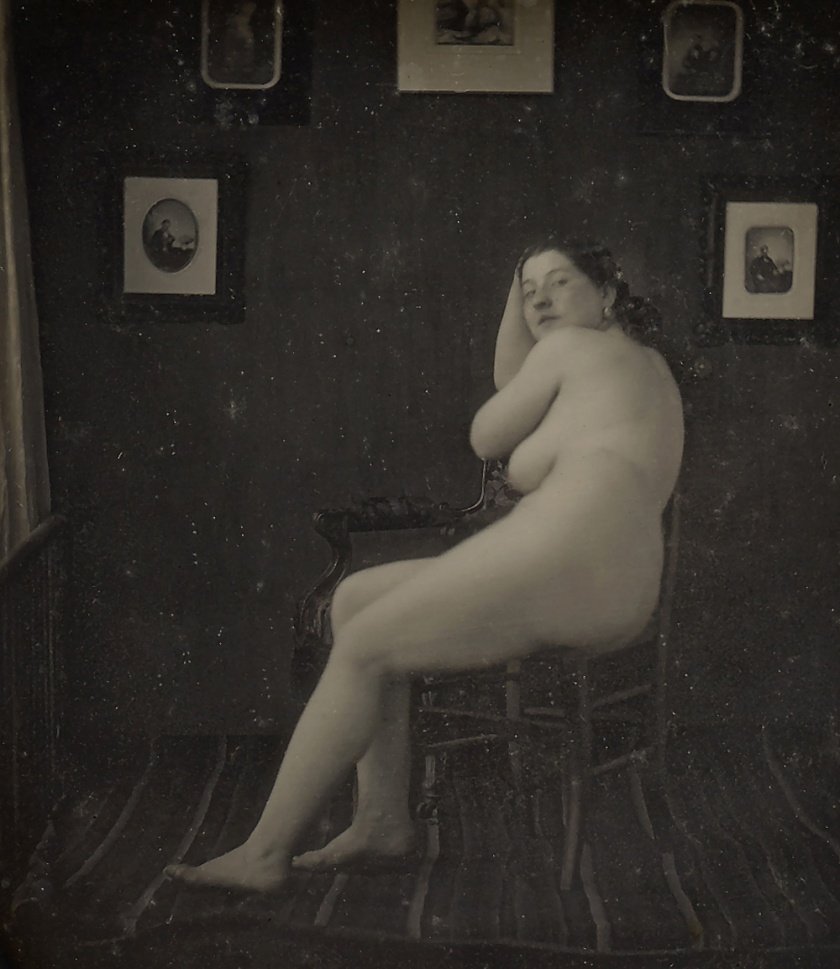 Unknown maker (American) 'Nude Woman in Photographer's Studio' c. 1850 (detail)