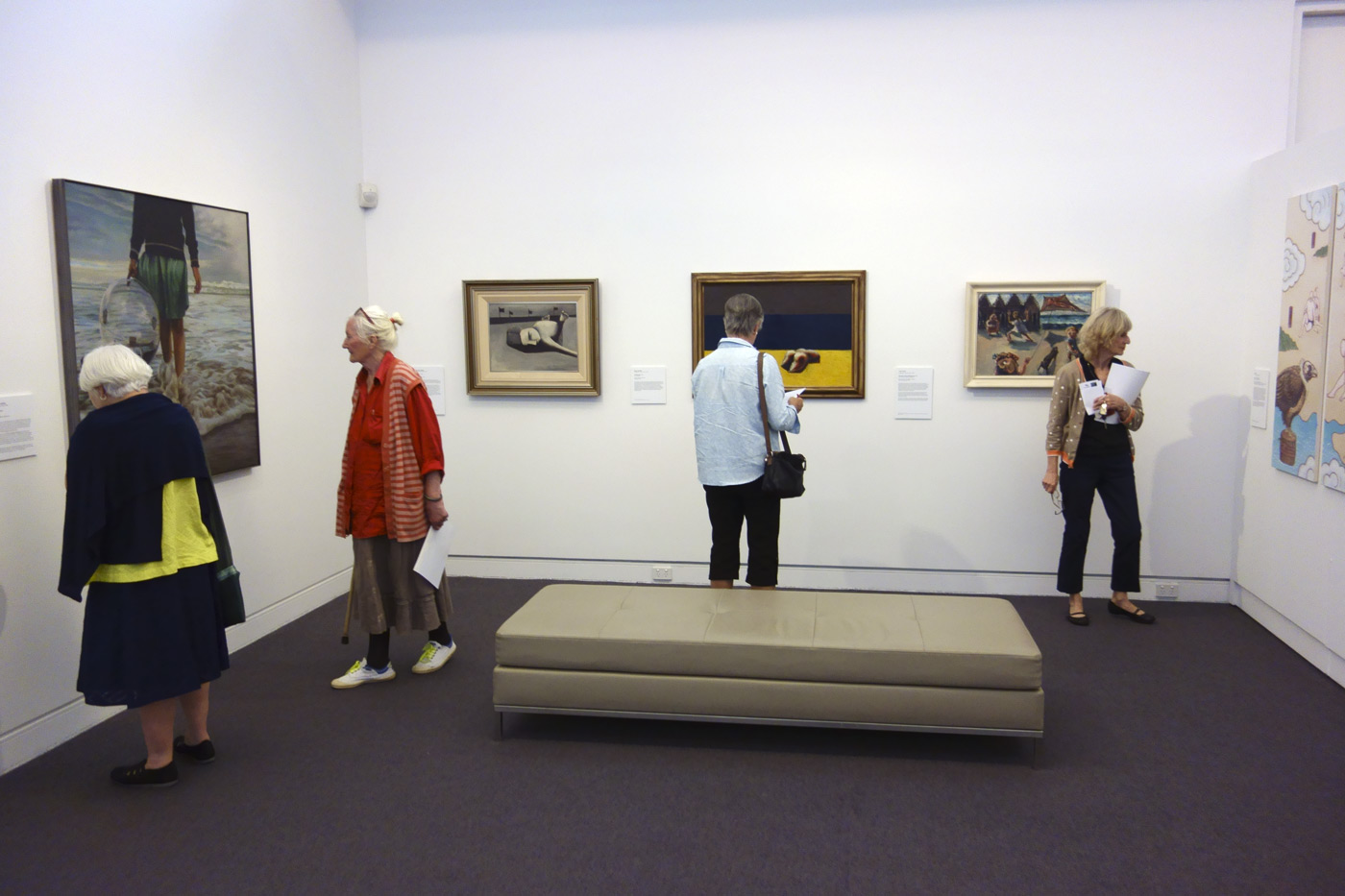 Installation view of the exhibition 'On the beach' at the Mornington Peninsula Regional Art Gallery showing on the far wall, Charles Blackman's 'Sunbather' (c. 1954) and Arthur Boyd's 'Kite flyers (South Melbourne)'Â (1943) Installation view of the exhibition 'On the beach' at the Mornington Peninsula Regional Art Gallery showing on the far wall, Charles Blackman's 'Sunbather' (c. 1954) and Arthur Boyd's 'Kite flyers (South Melbourne)'Â (1943)