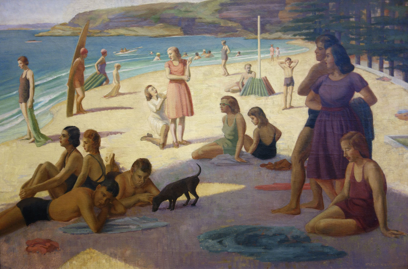 Nancy Kilgour (Australian, 1904-1954) 'Figures on Manly Beach' c. 1930 Nancy Kilgour (Australian, 1904-1954) 'Figures on Manly Beach' c. 1930