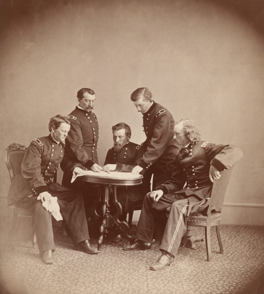 Alexander Gardner (American born Scotland, 1821-1882) 'General Sheridan and His Staff' c. 1865