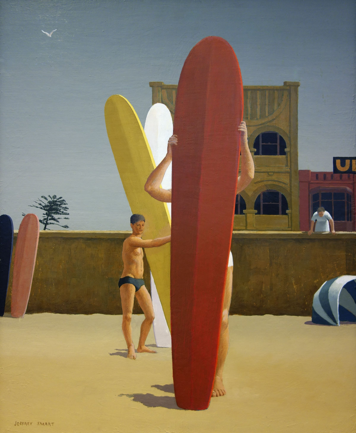 Jeffrey Smart (Australian, 1921-2013) 'Surfers Bondi' 1963 (installation view) Jeffrey Smart (Australian, 1921-2013) 'Surfers Bondi' 1963 (installation view)