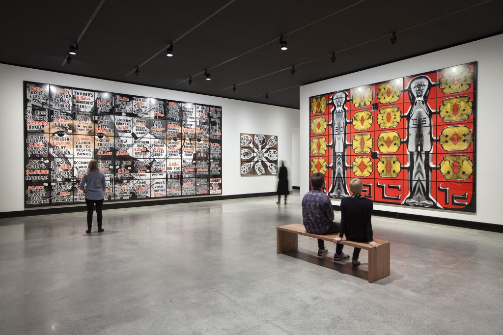 Installation view of the exhibition ‘Gilbert & George: The Art Exhibition’ at the Museum of Old and New Art, Hobart