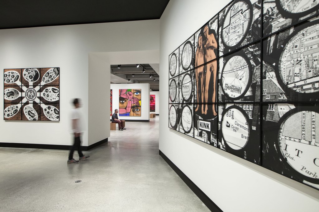 Installation view of the exhibition ‘Gilbert & George: The Art Exhibition’ at the Museum of Old and New Art, Hobart