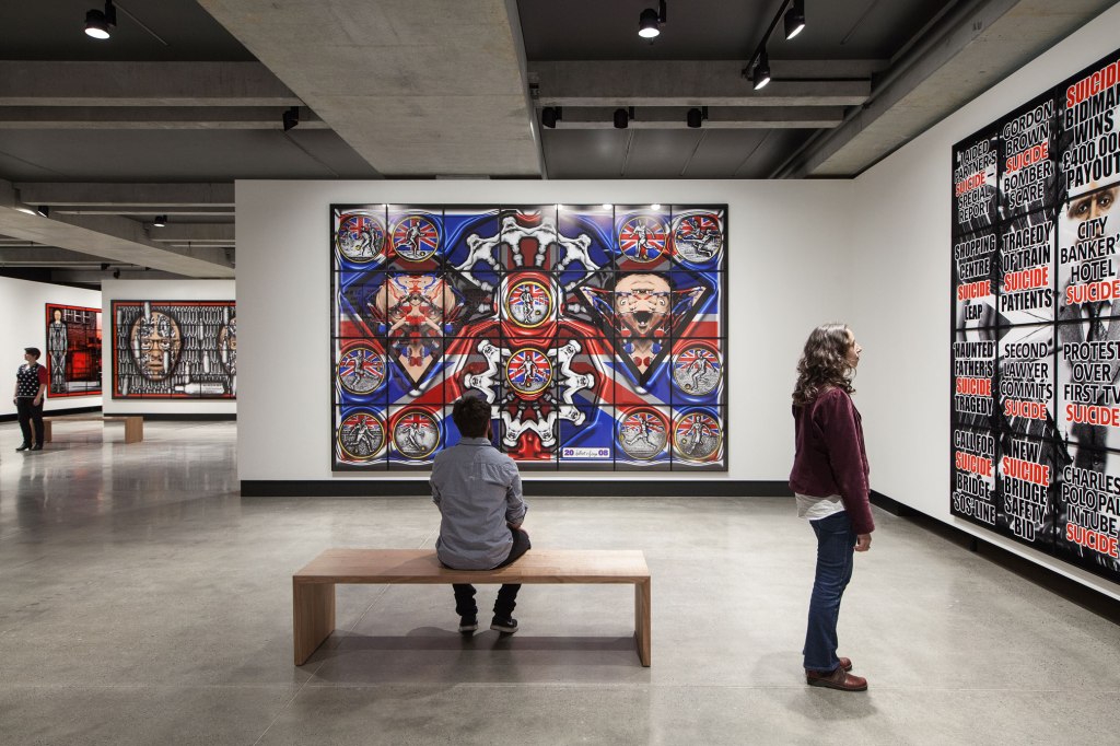 Installation view of the exhibition ‘Gilbert & George: The Art Exhibition’ at the Museum of Old and New Art, Hobart