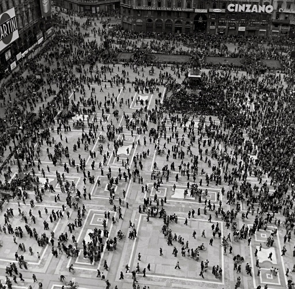Werner Bischof (Swiss, 1916-1954) 'Demonstration on the Piazza del Duomo' Milan, Italy, 1946 from the exhibition 'Werner Bischof: Point of View' and 'Helvetica' at the Musée de l'Elysée, Lausanne, Jan - May, 2016