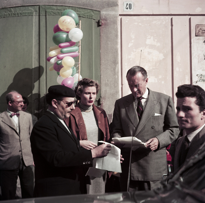 Robert Capa (American, 1913-1954) 'Ingrid Bergman and George Sanders on the set of 'Viaggio in Italia'' Naples, April 1953