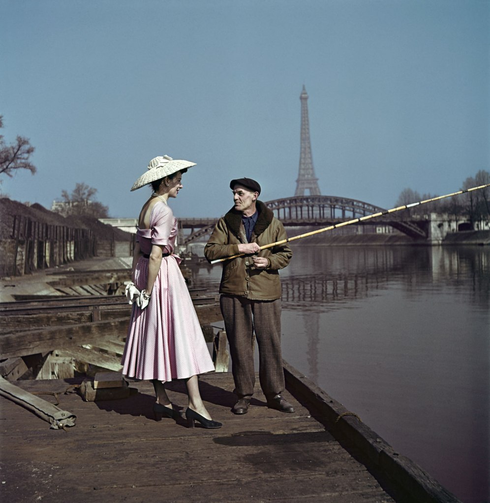 Robert Capa (American, 1913-1954) 'Model wearing Dior on the banks of the Seine, Paris, France' 1948