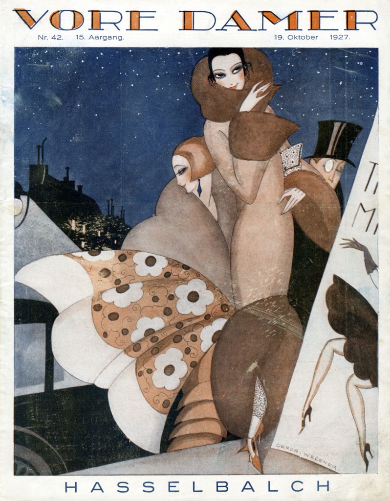 Front page illustration by Gerda Wegener (Danish, 1885-1940) for the Danish magazine 'Vore Damer', 19 October, 1927 Front page illustration by Gerda Wegener (Danish, 1885-1940) for the Danish magazine 'Vore Damer', 19 October, 1927