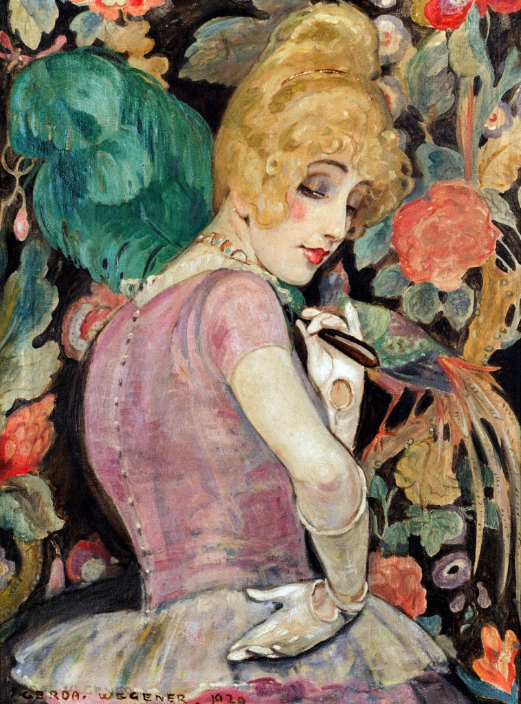 Gerda Wegener (Danish, 1885-1940). 'Lili with a Feather Fan' 1920 Gerda Wegener (Danish, 1885-1940). 'Lili with a Feather Fan' 1920