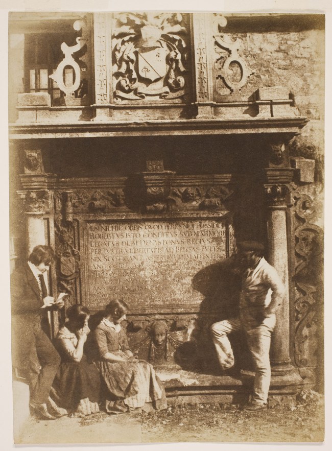 David Octavius Hill (Scottish, 1802-1870) Robert Adamson (Scottish, 1821-1848) 'The Artist and the Gravedigger (Denistoun Monument, Greyfriars Churchyard, Edinburgh)' c. 1845