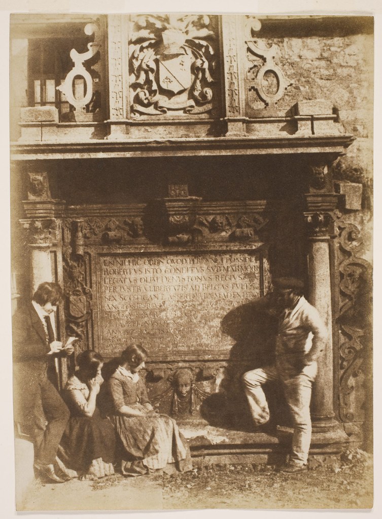 David Octavius Hill (Scottish, 1802-1870) Robert Adamson (Scottish, 1821-1848) 'The Artist and the Gravedigger (Denistoun Monument, Greyfriars Churchyard, Edinburgh)' c. 1845
