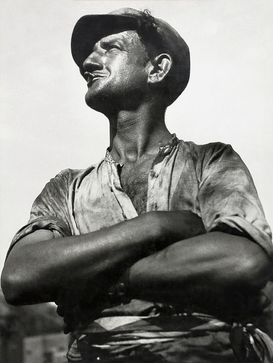 François Kollar (French born Slovakia, 1904-1979) 'Porteur de rails. Arles' 1933 from the exhibition Exhibition: 'François Kollar. A Working Eye' at Jeu de Paume, Paris, Feb - May, 2016