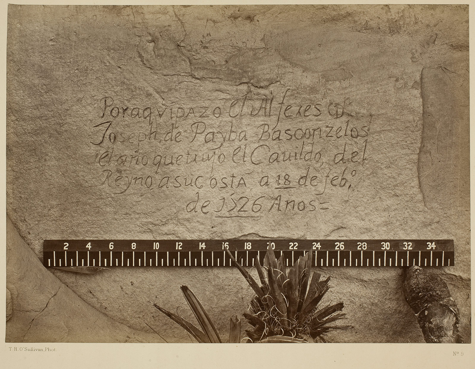 Timothy H. O'Sullivan (American born Ireland, 1840-1882) 'Historic Spanish Record of the Conquest, South Side of Inscription Rock' 1873