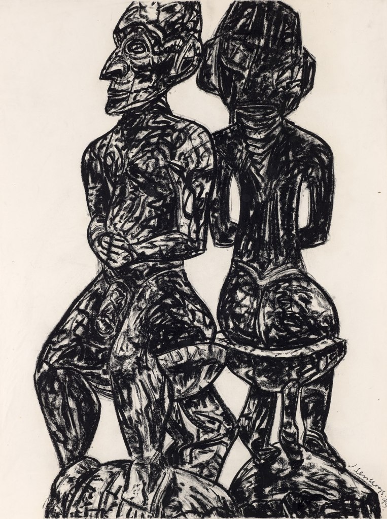 Jan Senbergs (born Latvia 1939, arrived Australia 1950, died Melbourne 2024) 'New Guinea male triptych' 1993 (detail)