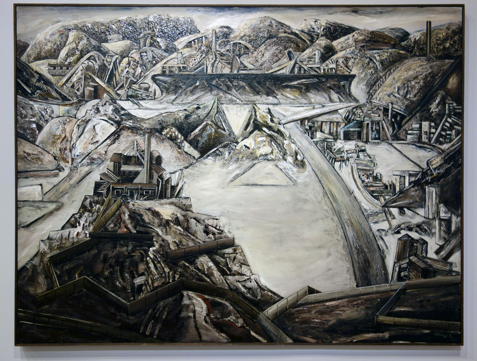 Jan Senbergs (born Latvia 1939, arrived Australia 1950, died Melbourne 2024) 'Sticht's view to the smelters 1' 1982 (installation view)