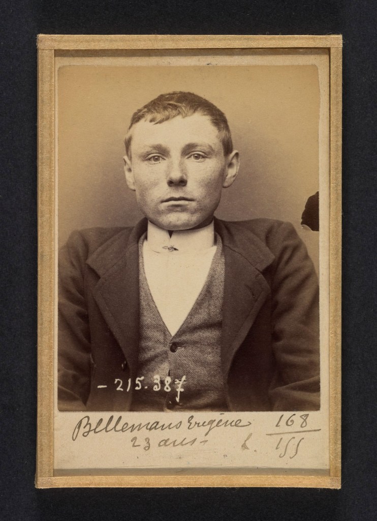 Alphonse Bertillon (French, 1853-1914) 'Bellemans. Eugène (ou Michel). 23 ans, né à Gand (Belgique). Tailleur d'habits. Anarchiste. 9/3/94' 1894