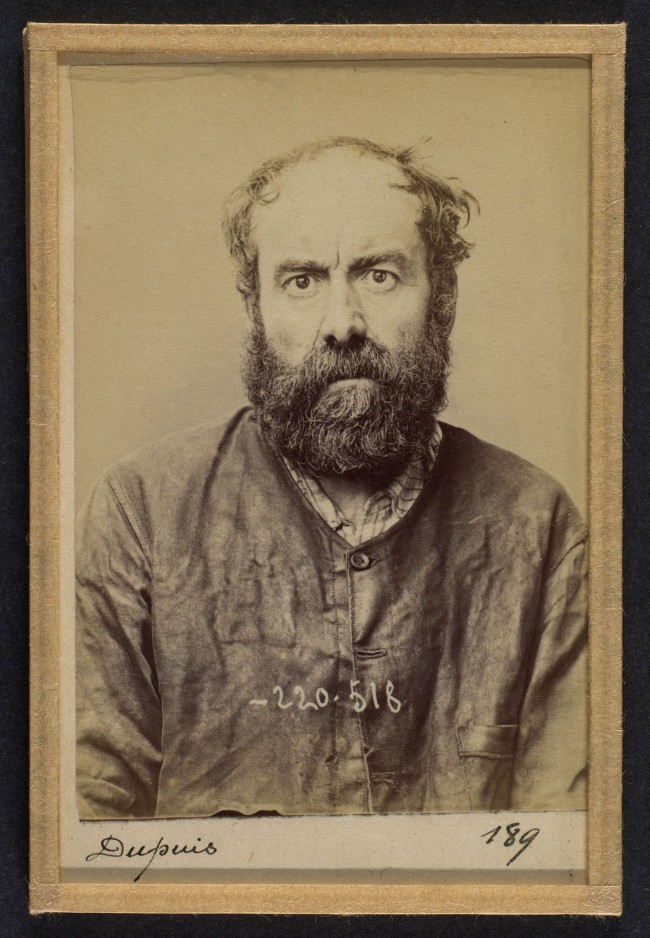 Alphonse Bertillon (French, 1853-1914) 'Dupuis. Augustin. 53 ans, né le 24/6/41 Dourdan (Seine & Oise). Charron, forgeron. Anarchiste. 3/7/94' 1894