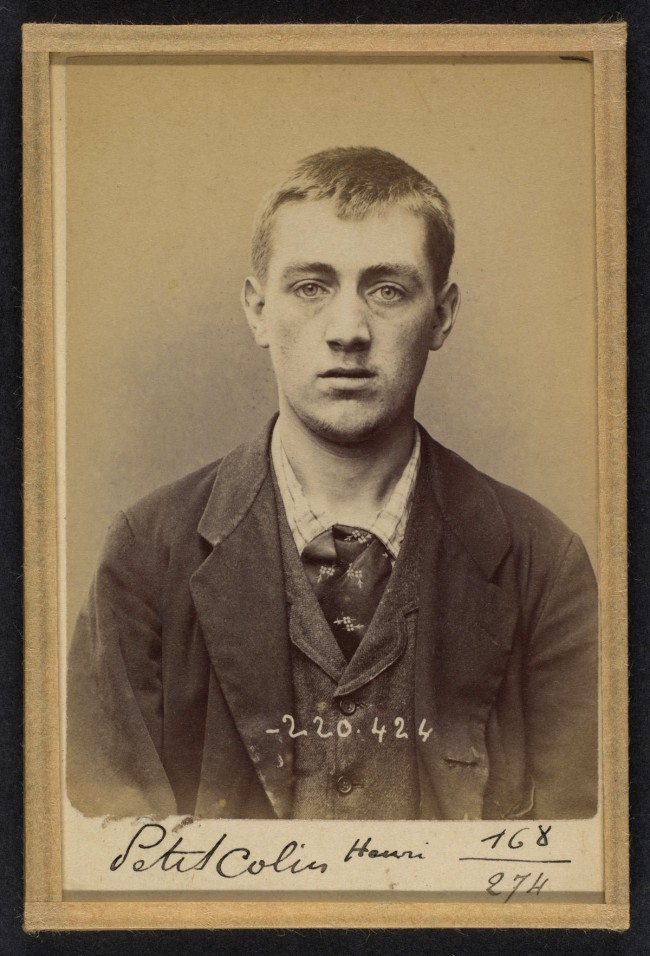 Alphonse Bertillon (French, 1853- 914) 'Peticolin. Henri. 23 ans, n le 8/6/71 Goersdorf (Bas-Rhin). Vernisseur. Anarchiste. 2/7/94' 1894