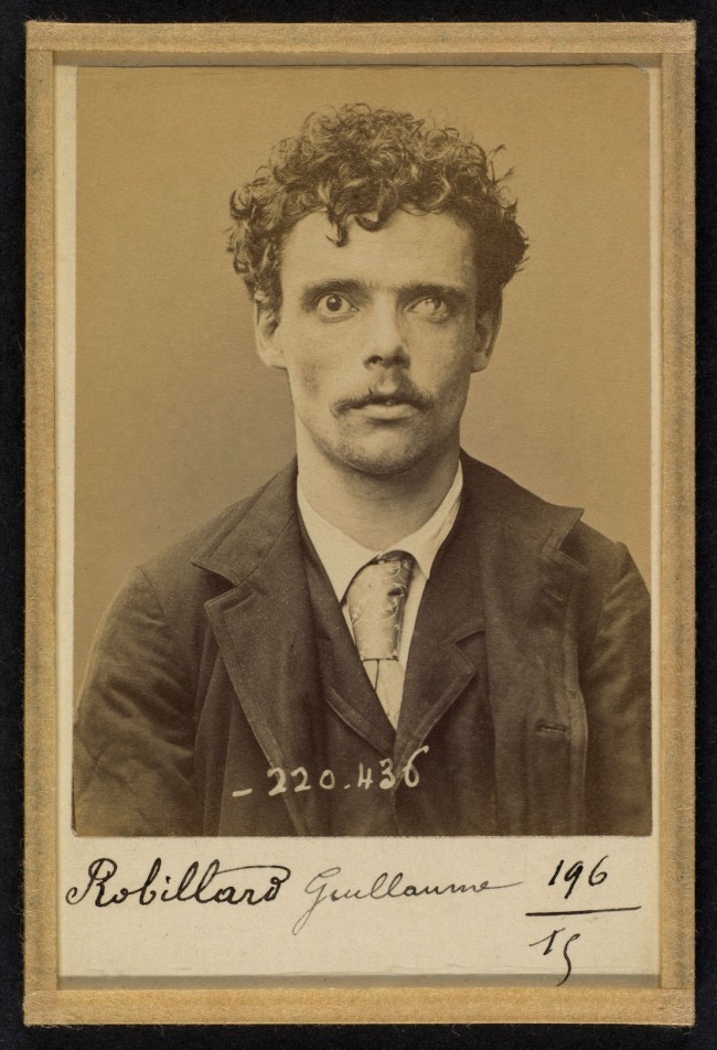 Alphonse Bertillon (French, 1853 - 1914) 'Robillard. Guillaume, Joseph. 24 ans, né le 17/11/68 Vaucresson. Fondeur en cuivre. Anarchiste. 2/7/94' 1894