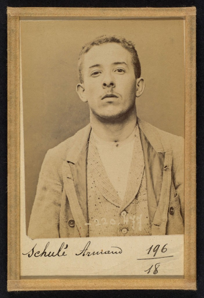 Alphonse Bertillon (French, 1853 - 1914) 'Schulé. Armand. 21 ans, né le 28/2/73 Choisy-le-Roi. Comptable. Anarchiste. 2/7/94' 1894