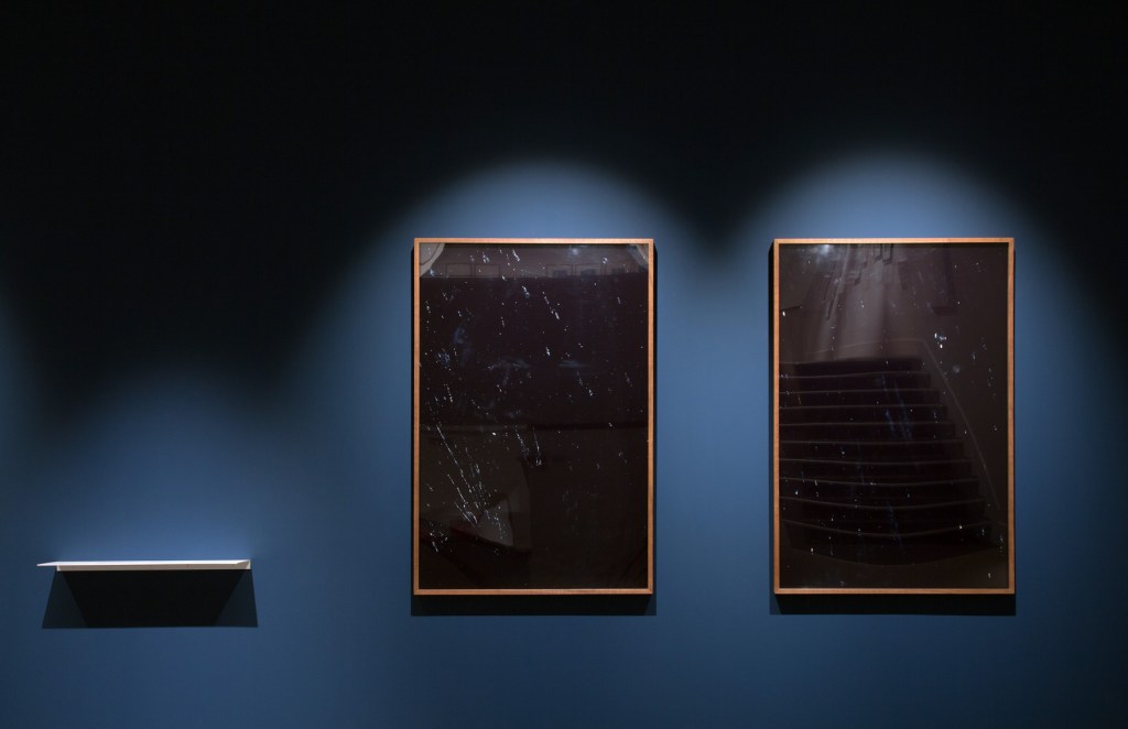 Installation view of Joan Fontcuberta (Spain). ‘MN 62: OPHIUCUS (NGC 6266), AR 17 h. 01,2 min. / D -30º 07’’ (left) and ‘LAMBDA CORONAE AUSTRALIS (Mags 5,1/9,7 Sepn 29,2" AP 214º), AR 18 h 43,8 min. / D -38º 19’’ (right) both 1993