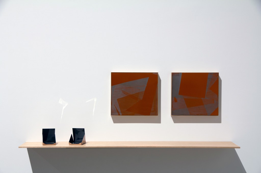 Installation view of Danica Chappell (Australia) 'Slippery Image #1' 2014-15 'Slippery Image #2' 2014-15