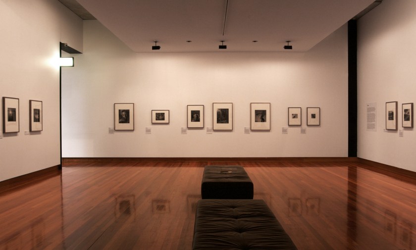 Installation view of the exhibition 'Max and Olive: The photographic life of Olive Cotton and Max Dupain' at The Ian Potter Museum of Art, Melbourne