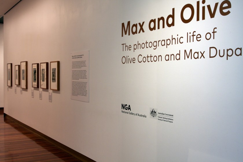 Installation view of the exhibition 'Max and Olive: The photographic life of Olive Cotton and Max Dupain' at The Ian Potter Museum of Art, Melbourne