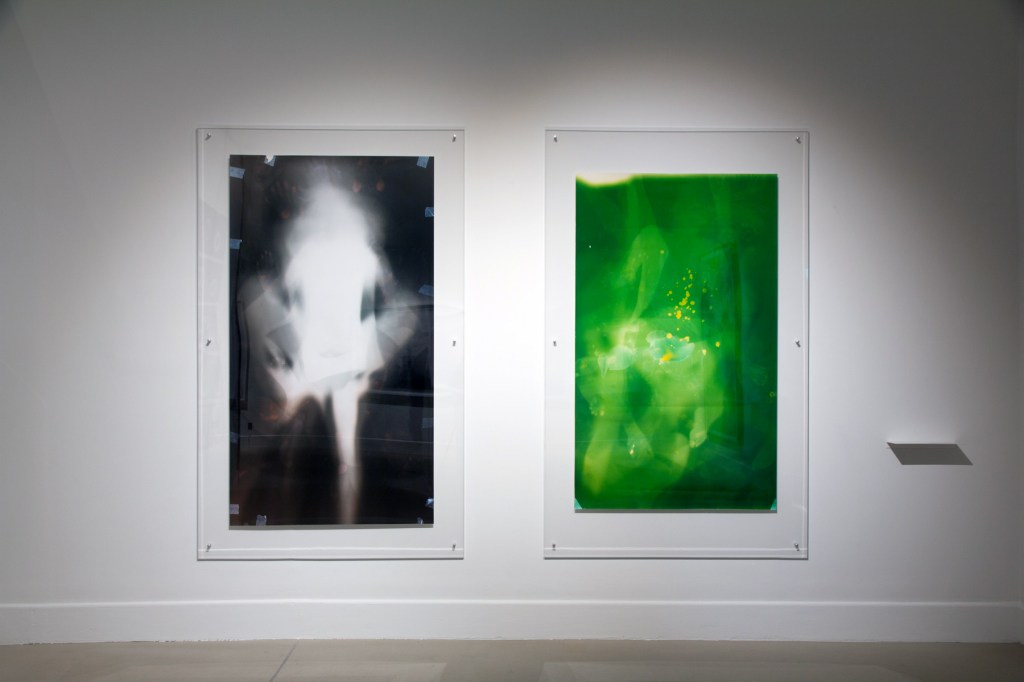 Installation view of Lucinda Eva-May (Australia) 'Unity in light #6' 2012 (left) 'Unity in light #9' 2012 (right)
