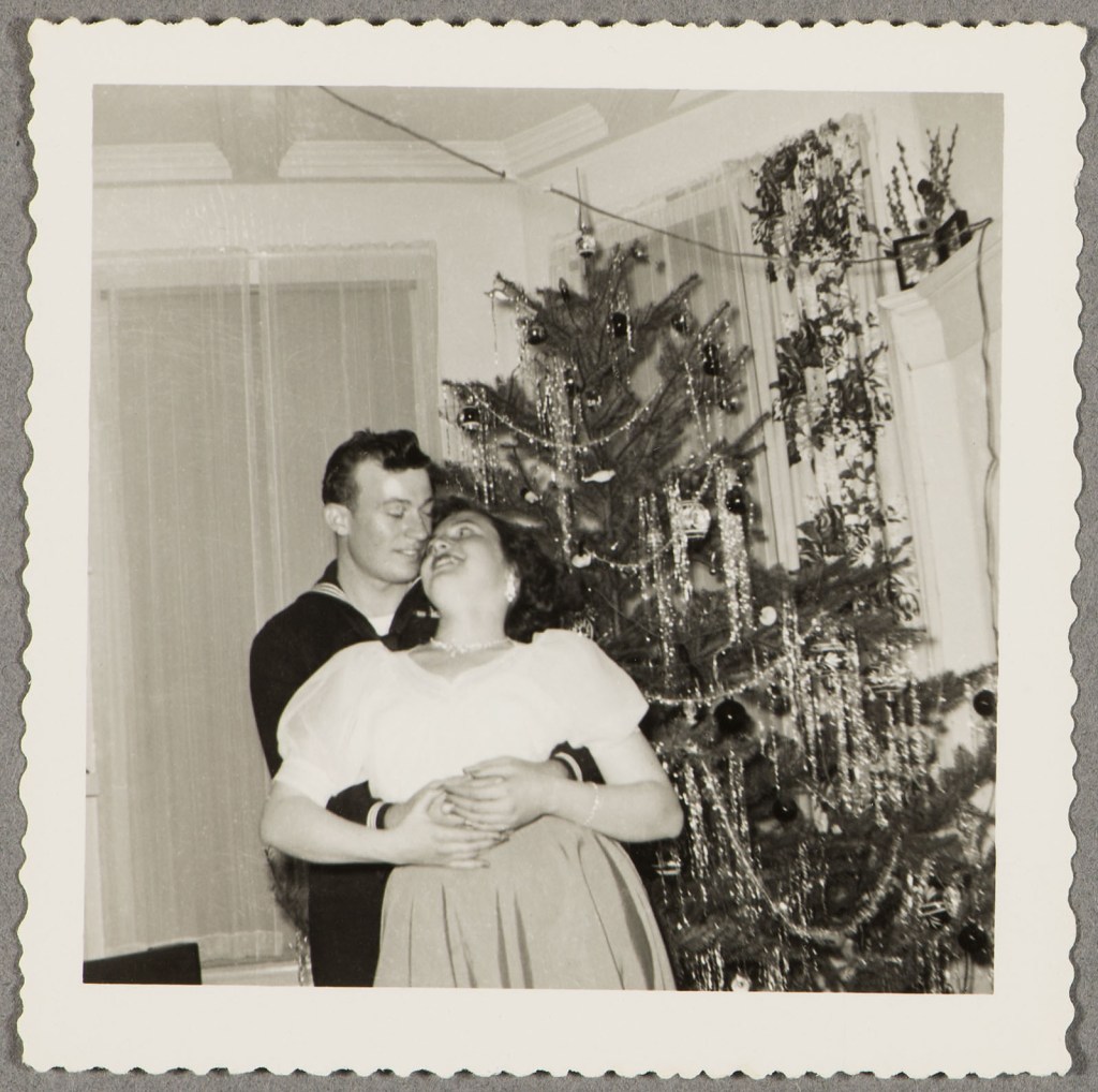 Unknown maker (American). 'Couple with Christmas tree' c 1940s