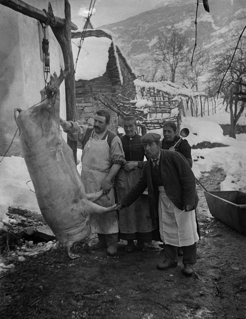 Roberto Donetta (Swiss, 1865-1932) 'Killing of a pig, Bleniotal' 1900-1932