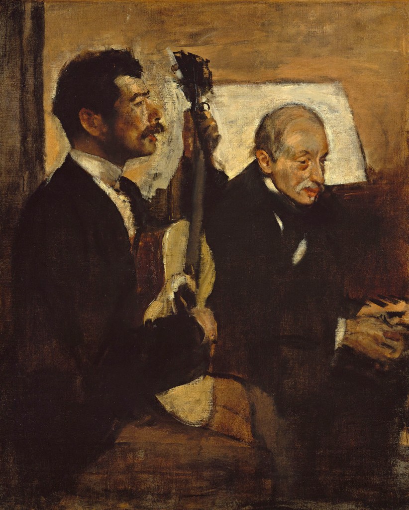 Edgar Degas (French, 1834-1917) 'Degas's father listening to Lorenzo Pagans playing the guitar' after 1874 from the exhibition 'Degas: A New Vision' at the National Gallery of Victoria International, Melbourne, June - Sept, 2016