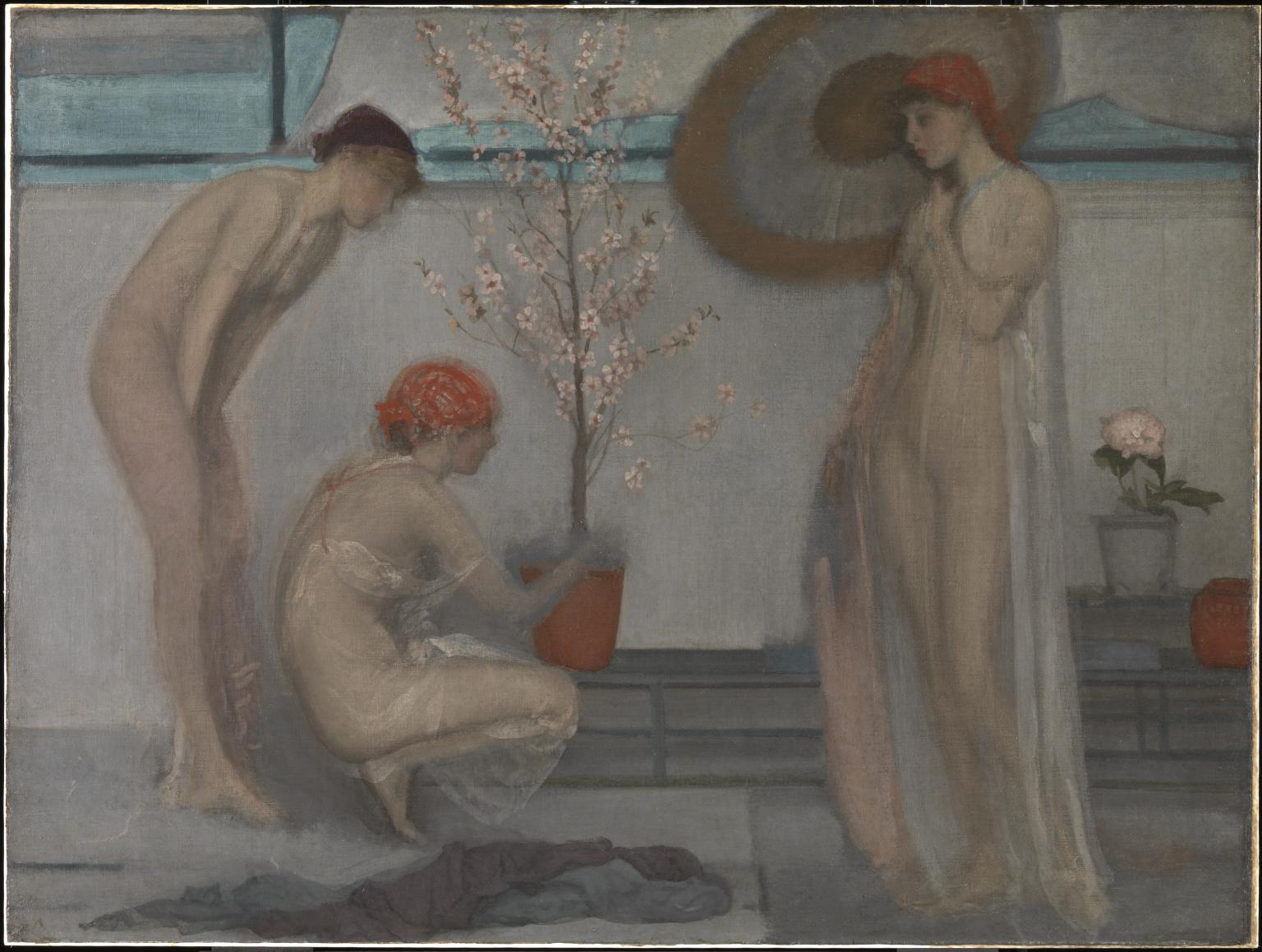 James Abbott McNeill Whistler (American, 1834-1903) 'Three Figures Pink and Grey' 1868-1878