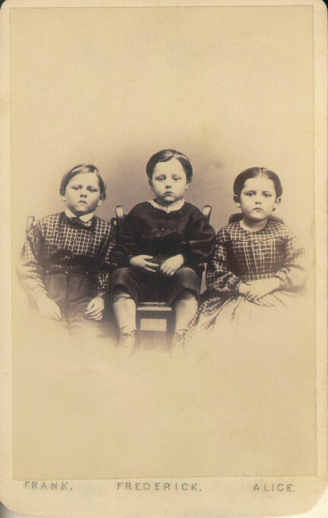 Unknown photographer (American) 'Captioned carte de visite of Frank, Frederick, and Alice' 1865