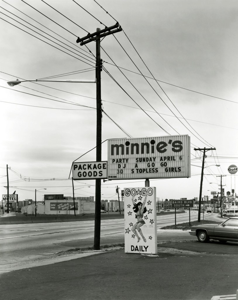 George Tice (American, b. 1938) 'Minnie's Go-Go, Route 130, Merchantville, 1975' 1975