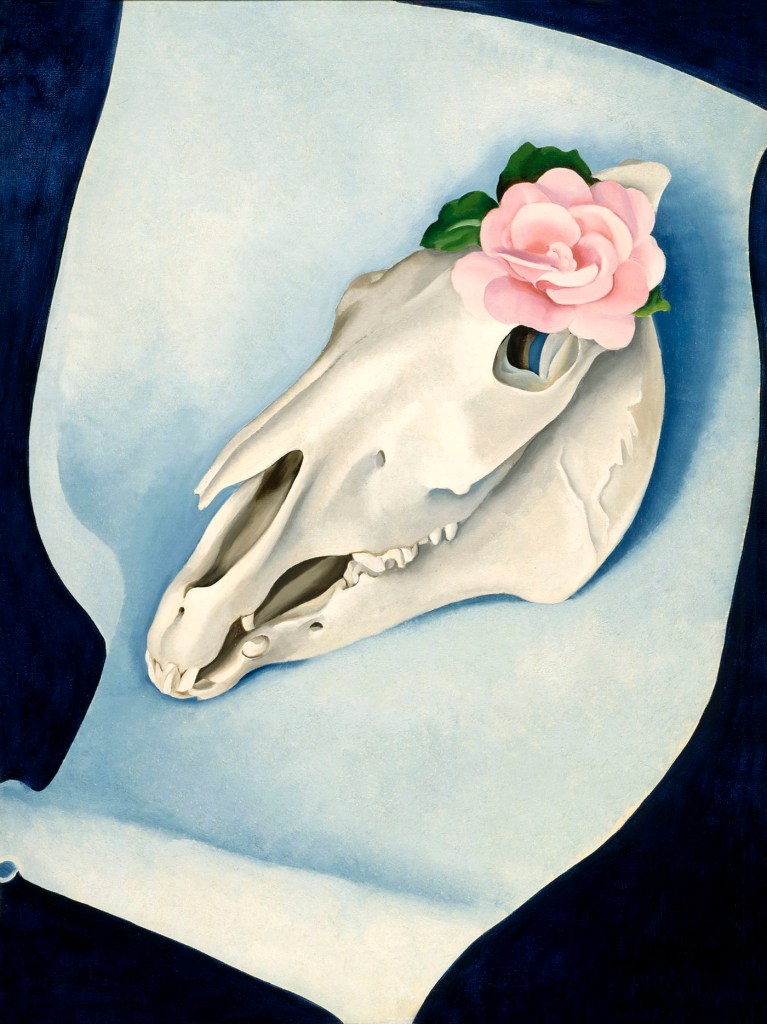 Georgia O'Keeffe (American, 1887-1986) 'Horse's Skull with Pink Rose' 1931