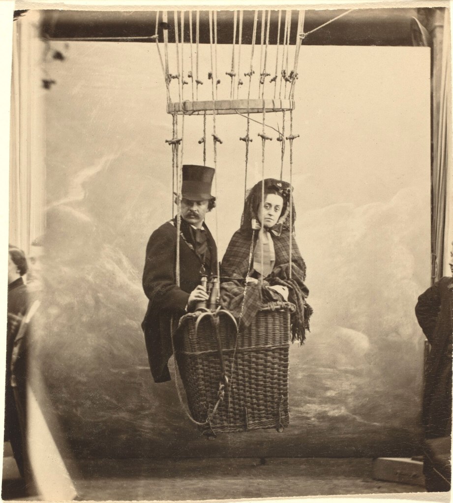 Nadar (Gaspard-Félix Tournachon) (French, 1820-1910) 'Self-Portrait with Wife Ernestine in a Balloon Gondola' c. 1865 Nadar (Gaspard-Félix Tournachon) (French, 1820-1910) 'Self-Portrait with Wife Ernestine in a Balloon Gondola' c. 1865