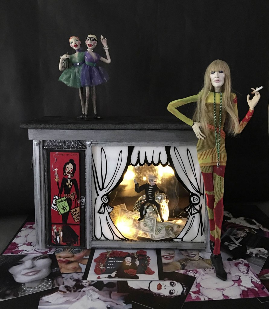 'Einsteins' installation designed by Paul Monroe for 'Gay Gotham', 2016 featuring works by Greer Lankton and Andy Warhol